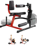 Leg Extension And Curl Machine For Home Gym With Adjustable Leg Extension And Curl Bench Plate Loaded Upgraded 350 Lb Capacity Durable Steel Construction For Serious Leg Day, side view with seat and weight plates visible