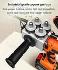 Professional Grade Cordless Electric Wire Threader With 800W Brushless Motor And Non Slip Rubberized Grip Designed For Straight Up Pro Job Sites featuring copper gearbox and ergonomic grip.