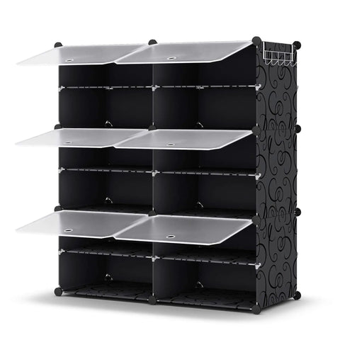 Clean Six Tier Shoe Rack Organizer Stores Twenty Four Pairs Modular Closet Storage Cabinet Sneakers Slick Sturdy Stackable Space Saving Game Changer Home Setup