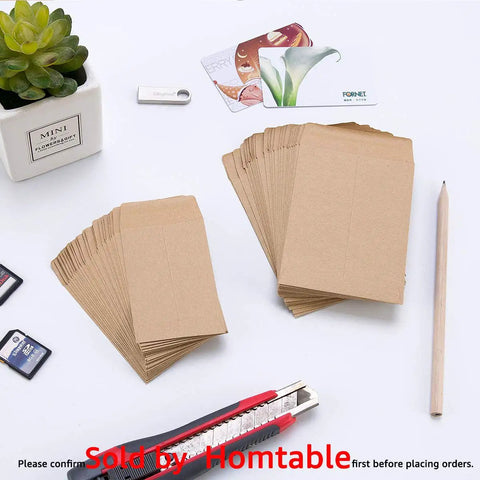 500 Pack Self Adhesive Kraft Paper Small Coin Envelopes For Stamps Seeds And Small Parts Storage Mini Envelopes 2.25 x 3.5 Inches