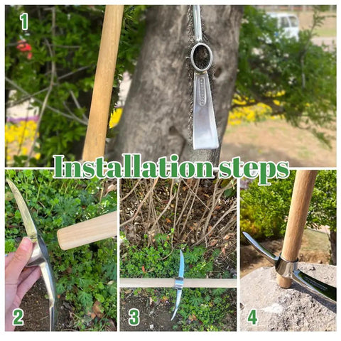 Installation steps for Stainless Steel Double Headed Pickaxe 2 In 1 Multifunctional Mattock with wooden handle