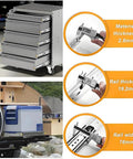 Beefy Heavy Duty Drawer Slides With Lock And Full Extension Ball Bearing Rails, 500 Lb Capacity, side mount details shown