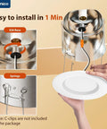 LED Recessed Can Lights 5 To 6 Inch 12 Pack Dimmable Damp Rated 950LM E26 base retrofit with baffle trim, easy install