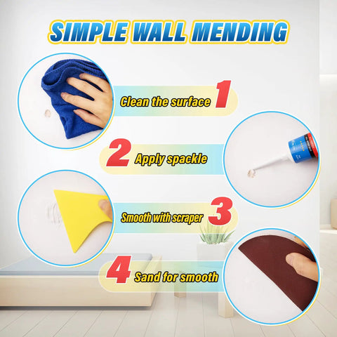 Steps for using 9 Pack Drywall Repair Kit With Putty And White Drywall Mud For Holes Cracks And Gaps All In One Surface Repair System