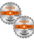 Front view of Two Pack Ten Inch Carbide Tipped Circular Saw Blades With 40T And 60T Teeth And Five Eighth Inch Arbor For Plywood Laminate Ripping And Finishing Cuts On Miter And Table Saws Pro Grade