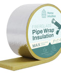 Foil-Back Fiberglass Pipe Insulation Wrap Kit, 25 Foot Roll, 3 Inch Wide By 1 Inch Thick, 2 Pack, No Brainer Install Vapor Barrier