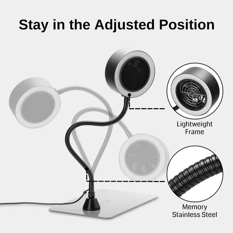 Portable Soldering Fume Extractor with LED Lights 400mm Memory Stainless Steel Gooseneck on Magnetic Cone Base