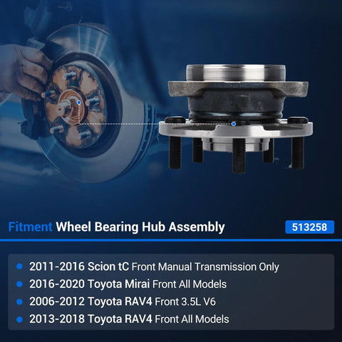 Front Wheel Hub And Bearing Assembly For Toyota RAV4 2006 To 2018 Mirai 2016 To 2020 Scion Tc 2011 To 2016 Five Lug With Abs Bolt