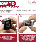 How to set the date on Durable Heavy Duty Self Inking Date Stamp featuring quick flip calendar bands for easy use.