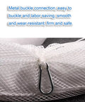 Close-up of metal buckle connection on Rugged Workhorse Oil Only Absorbent Booms Five Pack Reusable Polypropylene Cleanup Fences.