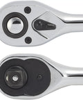 Beefy 1/2 Inch Ratchet Wrench With 72-Tooth Reversible Mechanism, Quick Release CR-V Steel Tear-Drop Oval Head Close-Up