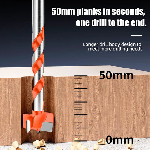 Blast Through Solid Wood Without BreakingASweat With This Knockout Forstner Drill Bit Set featuring a 50mm wood drilling measurement.
