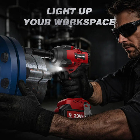 Heavy Duty Cordless Impact Wrench With Beefy Torque And No Sweat Operation 1350 Nm High Output Battery Powered Half Inch Drive Impact Gun in use for automotive repairs.