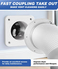Magnetic Dryer Vent Connector With Airtight Seal For Tight Spaces DV180 4-Inch Duct Kit showing fast coupling and flexible hose