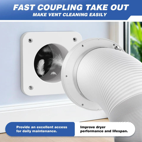 Magnetic Dryer Vent Connector With Airtight Seal For Tight Spaces DV180 4-Inch Duct Kit showing fast coupling and flexible hose