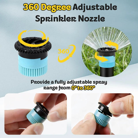 Premium Variable Arc Nozzles 10 Pack Adjustable 0 To 360 Degree Sprinkler Heads Replacement For Pop Up Irrigation With Debris Filter Screen, close-up view of 360-degree adjustable nozzle.