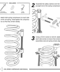 Illustration showing how to use coil spring compressor with T6 Billet Aluminum Coil Spring Lift Spacers.