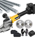 Heavy Duty Electric Rebar Cutter With Brushless Motor And 2000W Power For Cutting Steel Bars, includes two diamond blades, two 4000mAh batteries, and gloves.