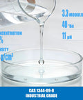 Heavy Duty Sodium Silicate Solution Water Glass One Gallon being poured, showing clarity and density for industrial uses.