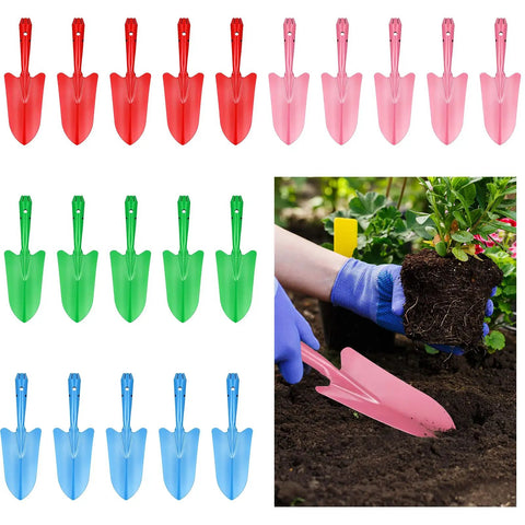 20 Pack Mini Colorful Metal Hand Shovels And Trowels Set For Transplanting And Garden Digging, 11 By 3 Inch Shovels In Four Colors