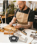 Man using LED Magnifying Lamp With Soldering Third Hand Tool Flexible Arms And Magnetic Helping Hands Sturdy Iron Holder
