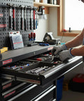 Ultra Strong Magnetic Tool Box Labels Set, 12 Pack For Tool Chests And Metal Tool Boxes, installed on drawers