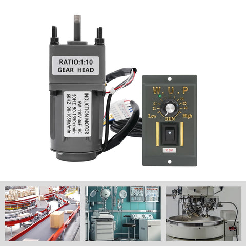 6W 110V AC Gear Motor With 1 To 10 Gear Reduction And Reversing Function, speed governor, low RPM torque, for DIY projects