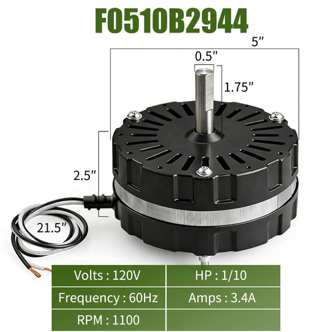 Attic Fan Replacement Motor Kit For Lomanco 2000 Power Vent Black Replaces F0510B2944 And F0510B2497 Fits Lomanco 2000 1800