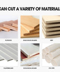 Image showing various materials like plywood, solid wood boards, MDF, plasterboard, ecological board, and PVC pipe that the Table Saw For Woodworkers With Adjustable Vertical Blade Rugged Copper Motor And Rock Solid Aluminum Build Engineered For Sweet Cuts And Badass Shop Tweaks On Any Real Deal Bench Setup can cut.