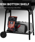 28 Inch Barrel Charcoal Grill With Warming Rack And 626 Sq In Of Cooking Space mesh bottom shelf with wheels and storage