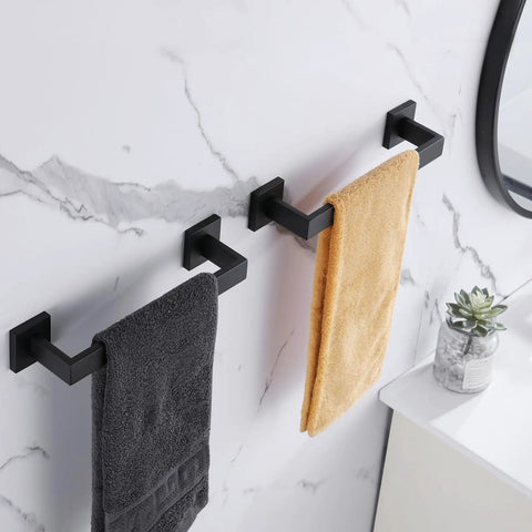 2 Pack 16 Inch Stainless Steel Towel Bars Matte Black Wall Mount Towel Rack Set For Bathroom And Kitchen Durable SUS304