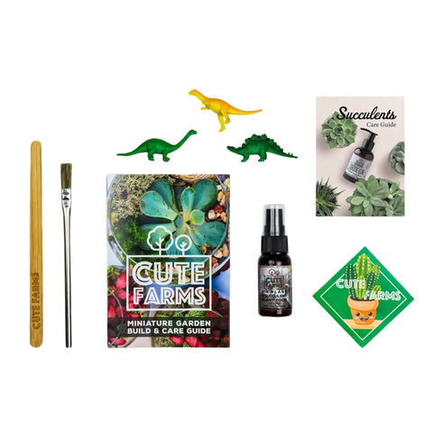 Terrarium Starter Kit With Moss, Soil, Vermiculite, Pebbles, Plant Food, Finishing Tools, And A Simple Build And Care Guide displayed