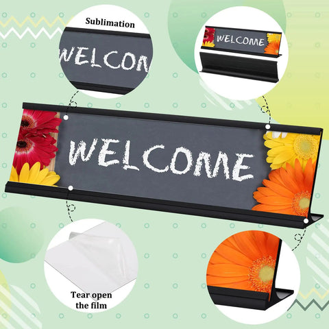 2 Sets Sublimation Aluminum Office Nameplates With Desk Name Plate Holders Blank 8 By 2 Inch Aluminum Cards Black Door Sign Holder
