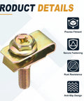 20 Piece M6 Body Bolts And U Nuts Kit For Bumper And Fender Liner Replacement, Manganese Steel Fasteners For Most Cars, Easy Install, DIY Friendly And Secure Fastening With Durable U Nuts And Bolts. M6 bolt and U nut close-up, zinc plated
