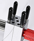 Aluminum Four Post Clamp Tool For Fine Assembly And Small Part Positioning, Handy Portable Manual Repair Fixture For Detail Work, Quick Setup And Reliable Holding At Your Hobby Bench Or Workshop, close-up of aluminum four-post clamp tool with red knob