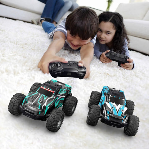 Kids playing with All Terrain Remote Control Car For Kids 1 To 16 Scale High Speed 25 Km Per Hour RC Truck