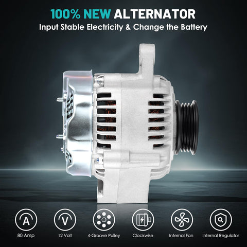 Side view of 80 Amp 12 Volt Car Alternator Replacement For Toyota Tacoma 2000 2004 Tundra 2000 2002 And 1999 2002 3 4L V6 Clockwise Rotation