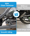 Comparison of Razor MX350 MX400 Dirt Rocket bikes with and without Beefed Up Chain Tensioner Adjuster Replacement installed