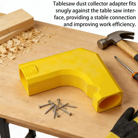 Table Saw Dust Collector Adapter Tool Free Install No Fuss Fits Most Saws With Durable Dust Port on workshop table