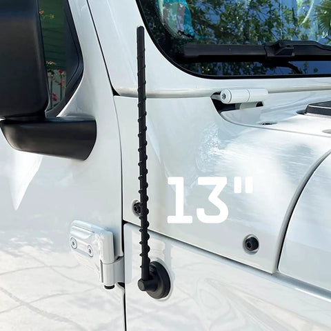 13 Inch Stubby Jeep Wrangler Antenna For JL JK Gladiator JT 2007 Through 2026 Low Profile Off Road Antenna Installed on Jeep