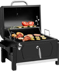 Open Portable Charcoal Grill With Warming Rack, Tabletop Outdoor Grill For Camping And Picnics, 303 Sq In Cooking Area, Black