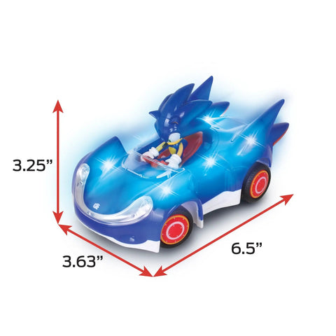 Sonic Glow Racer RC Car Ready To Run One Twenty Eight Scale Remote Control Vehicle With Light Up Body That Glows As It Zooms Along