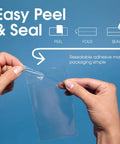 6x9 Inch Self Sealing Cellophane Bags 1000 Count Crystal Clear Resealable Cello Bags For Cards Photos Cookies And Retail Packaging With Reinforced Sides 1.5 Mil Polypropylene easy peel and seal demonstration