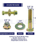 Hardware components for Idler Pulley Kit Replaces 753-08171 756-04129B 956-04129, including bolt, washer, and lock nut.