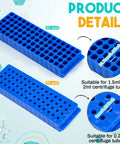 Ten Pack Double-Sided Tube Rack With 80 And 60 Hole Plates, Vial Holder For 0.2mL To 2mL Centrifuge Tubes, Polypropylene, Assorted Colors