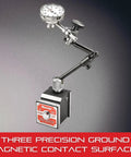 Magnetic Base Only With Three Precision Ground Magnetic Surfaces For Rock Solid Measuring Setup with dial gauge attached.