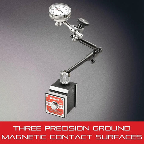 Magnetic Base Only With Three Precision Ground Magnetic Surfaces For Rock Solid Measuring Setup with dial gauge attached.