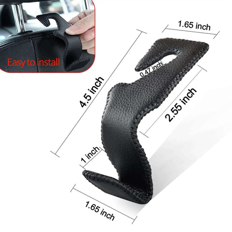 Universal Back Seat Headrest Hooks For Purses Bags Groceries Cloth And Drinks And More Microfiber Leather And Stainless Steel