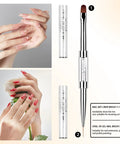 Dual Ended Hard Gel Nail Brush For Builder Gel And Polygel with rhinestone handle, includes oval and liner brush.