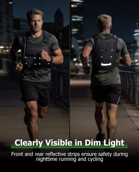 Lightweight Running Vest With 2L Water Bladder Hydration Backpack For Men And Women, Reflective Chest Pack, Night Running